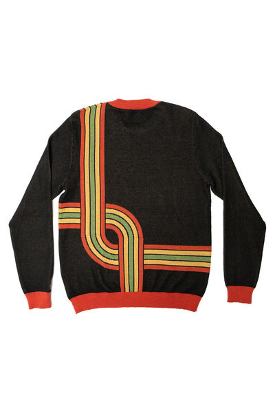 GROOVE LINES KNIT; BLACK & CHILI