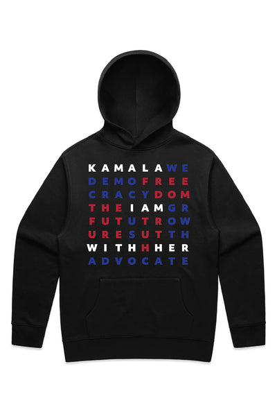 I'M WITH HER KAMALAGRAM RELAXED HOODIE; BLACK