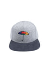 HERRINGBONE & SUEDE KIMPTON GRAY EMBROIDERED DON'T RAIN ON MY PARADE SNAPBACK