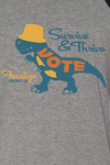 TREX WANTS YOU TO VOTE BASEBALL T-SHIRT; BLACK & GREY