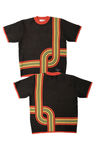 GROOVE LINES KNIT; BLACK & CHILI