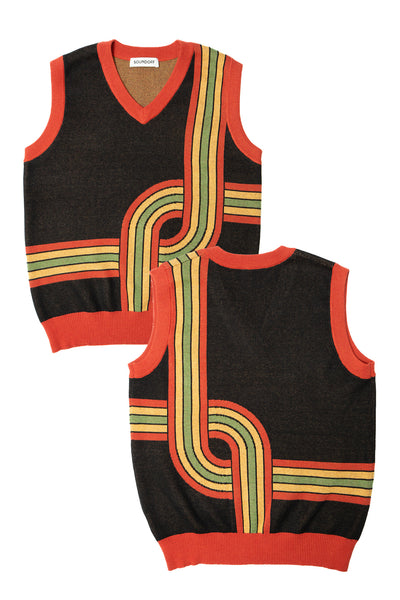 GROOVE LINES KNIT; BLACK & CHILI