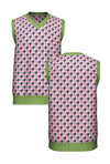 HOUNDSTOOTH KNIT; PINK & GRASS