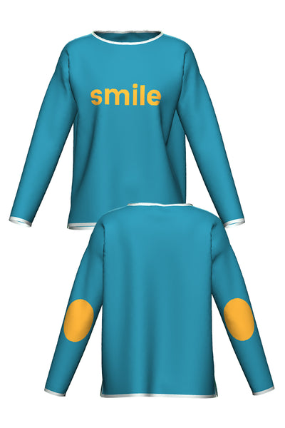 SMILE KNIT; CYAN & POWDER