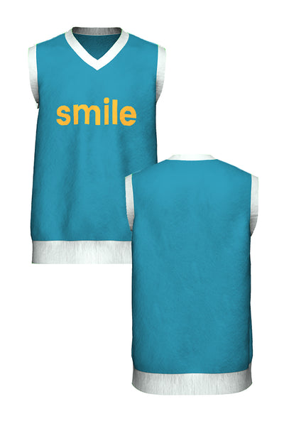 SMILE KNIT; CYAN & POWDER