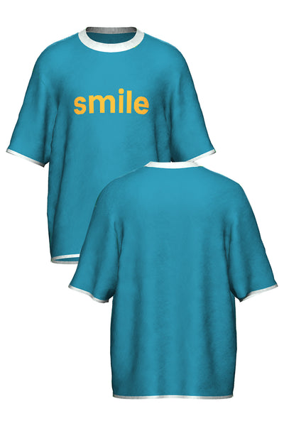 SMILE KNIT; CYAN & POWDER